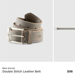 Johnnie O Double Stitch leather Gray Belt size 32
